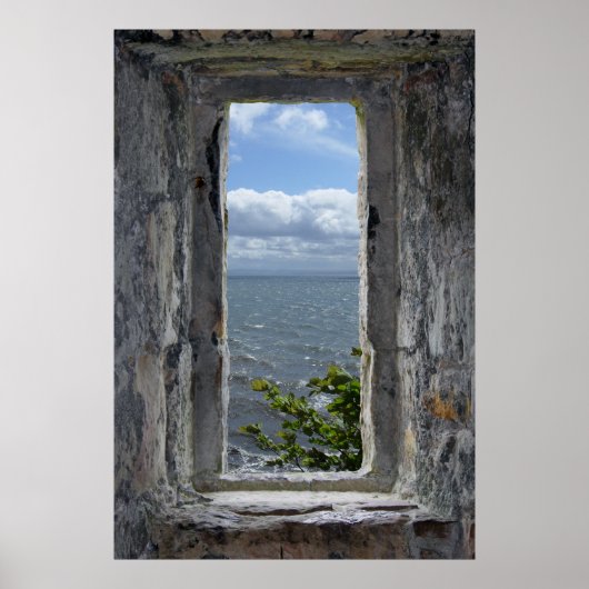 Poster Effet Vue sur la mer à partir d'une fausse fenêtre (Devant)
