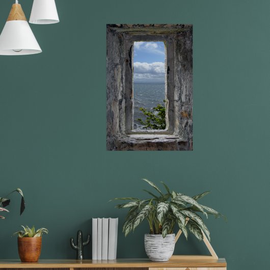 Poster Effet Vue sur la mer à partir d'une fausse fenêtre (Salon 1)