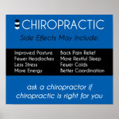 Poster Effets secondaires de la chiropratique [bleu] Post (Devant)