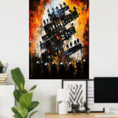 Poster Effondrement de l'ordre - Expressionniste Dystopia (Bureau à domicile)