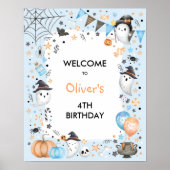 Poster Éffrayant Boo Blue Halloween Fantôme Anniversaire  (Devant)