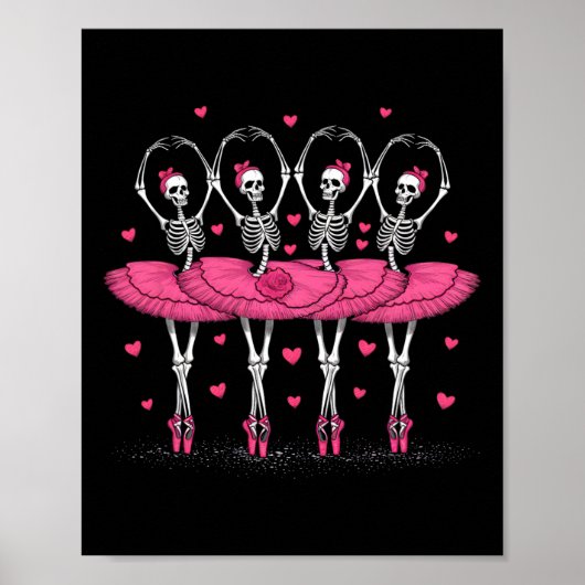 Poster Éffrayant Byllerina Skeleton Danser Drôle Hallowee (Devant)