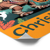 Poster Éffrayant Dino Rider - Squelette sur Mummy T-Rex (Coin)