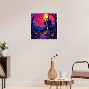 Poster Éffrayant Halloween Haunted Mansion Art
