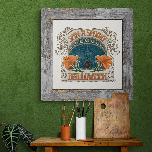 Poster Éffrayant Halloween Spider Gothique Vintage Inspir