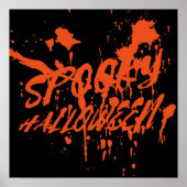 Poster Éffrayant Halloween Splash Rétro Rouge Orange Horr (Devant)