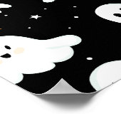 Poster Éffrayant mignon Halloween Ghost Nuageux Star Sky (Coin)