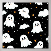 Poster Éffrayant mignon Halloween Ghost Nuageux Star Sky (Devant)