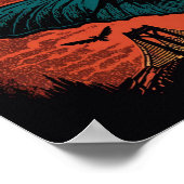 Poster Éffrayant Mothman and Bridge Woodcut Art Imprimer (Coin)