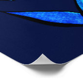 Poster Éffrayant Oeil Fleur Art Déplaisant En Bleu (Coin)