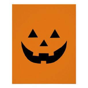 Poster Éffrayant orange Jack-o'-lantern citrouille plaisi