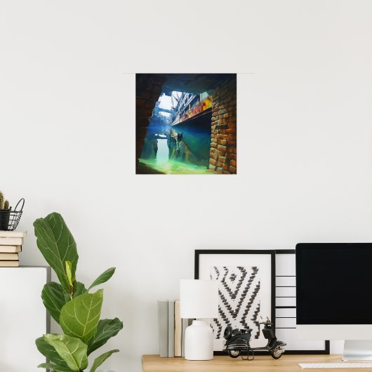 Poster Éffrayant Owl Water Bridge Witchy AI Art Matte Val (Bureau à domicile)