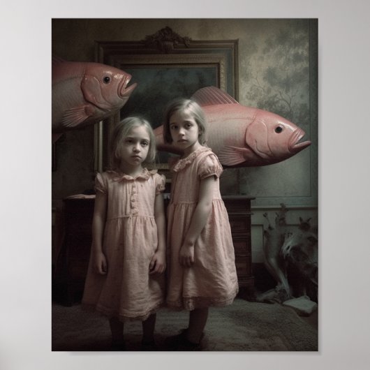 Poster Effrayant Poisson rose jumeaux Horreur (Devant)
