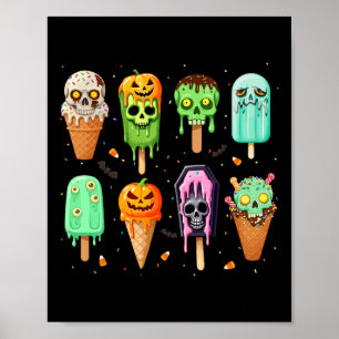 Poster Éffrayant Popsicle Glace Fête d'été Halloween S