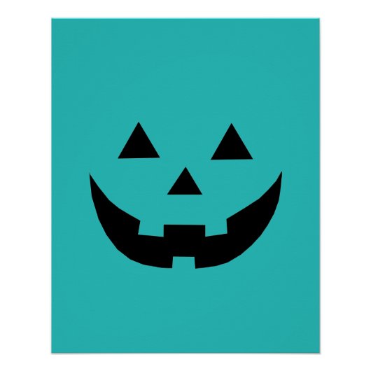 Poster Éffrayant turquoise Jack-o'-lantern citrouille Hal (Devant)