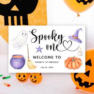 Poster Éffrayant Un Halloween Bienvenue au 1er anniversai