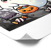 Poster Éffrayants amis mignons Halloween Ghost Citrouille (Coin)