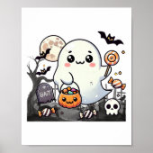 Poster Éffrayants amis mignons Halloween Ghost Citrouille (Devant)