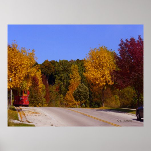 Poster Egg Harbour, WI automne saison avec chariot (Devant)