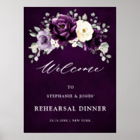 Eggplant Purple Plum Boho Rehearsal Dinner Welcome
