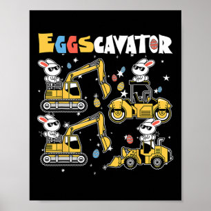 Poster Eggscavator Chasse aux Oeufs de Pâques Camions de