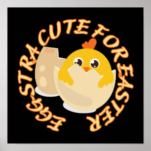 Poster EGGSTRA CUTE POUR PÂQUES drôle petit cadeau pâques