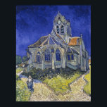 Poster Église à Auvers-sur-Oise par Vincent Van Gogh<br><div class="desc">L'église d'Auvers-sur-Oise, Vue de la Chevet par Vincent Van Gogh, huile sur toile 1890, est une peinture paysagère d'une ancienne cathédrale de style gothique massive à l'abside arrondie et au clocher haut d'une colline éclairée et herbacée dans un ciel bleu foncé et tourbillonnant. Au premier plan sur la route fourrée...</div>