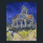 Poster Église à Auvers-sur-Oise par Vincent Van Gogh<br><div class="desc">L'église d'Auvers-sur-Oise, Vue de la Chevet par Vincent Van Gogh, huile sur toile 1890, est une peinture paysagère d'une ancienne cathédrale de style gothique massive à l'abside arrondie et au clocher haut d'une colline éclairée et herbacée dans un ciel bleu foncé et tourbillonnant. Au premier plan sur la route fourrée...</div>