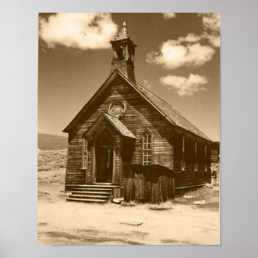 Poster Église à Bodie, CA (sépia) Imprimer (Devant)