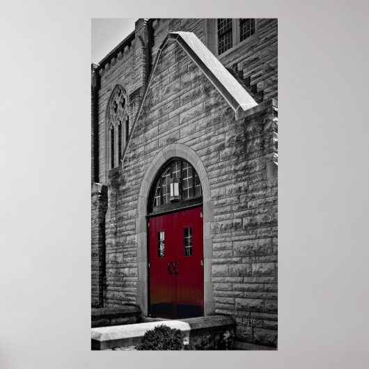 Poster Eglise avec portes rouges (Devant)