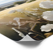 Poster Eglise blanche dans un champ floral religieux (Coin)