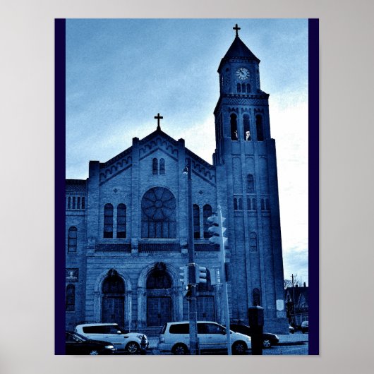 Poster Église bleue (Devant)