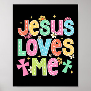 Poster Église chrétienne biblique Groovy Jesus Loves Me
