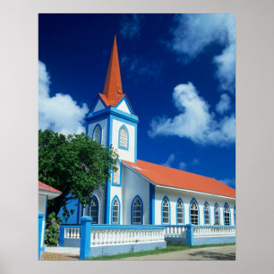 Poster Église colorée sur l'île de Tahaa dans les