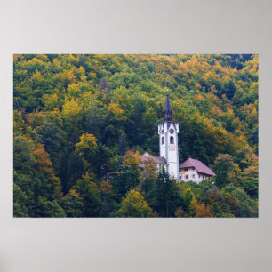 Poster Eglise dans une forêt tropicale en Slovénie