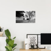 Poster Église de la Petite Campagne en noir et blanc (Bureau à domicile)