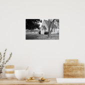 Poster Église de la Petite Campagne en noir et blanc (Cuisine)