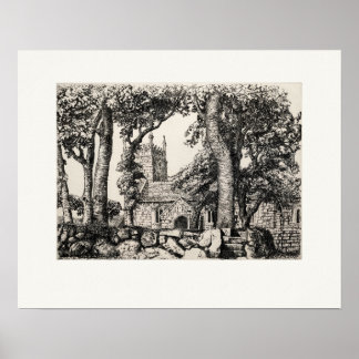 Poster Église de Sancreed Cornwall, Eleanor Hughes Re-cop