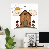 Poster Église en bois (Bureau à domicile)