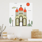 Poster Église orthodoxe minimaliste russe (Cuisine)
