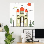 Poster Église orthodoxe russe minimaliste (Bureau à domicile)