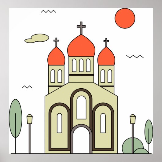 Poster Église orthodoxe russe minimaliste (Devant)