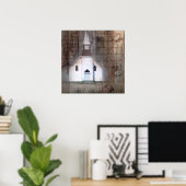 Poster Église rustique primitive en bois défoncé (Bureau à domicile)