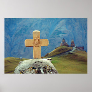 Poster Église Sainte-Trinité Stepantsminda Kazbegi Géorgi