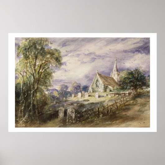 Poster Église Stoke Poges, 1833 (avec papier) (Devant)