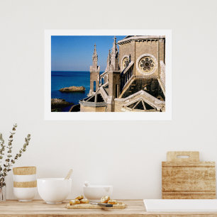 Poster Église surplombant l'océan
