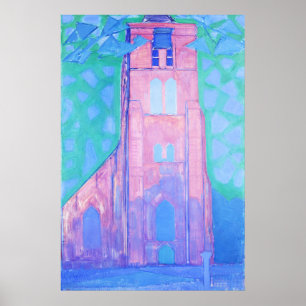 Poster Église-tour de Piet Mondrian à Domburg Art abstrai