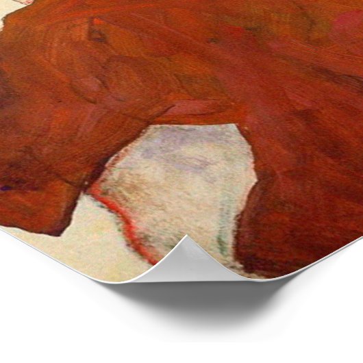 Poster Egon Schiele - Auto-Portrait Dans Un Jérkite Avec  (Coin)