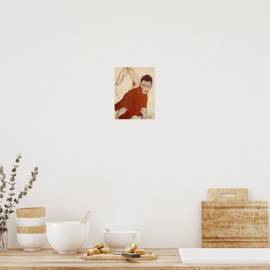 Poster Egon Schiele - Auto-Portrait Dans Un Jérkite Avec  (Cuisine)