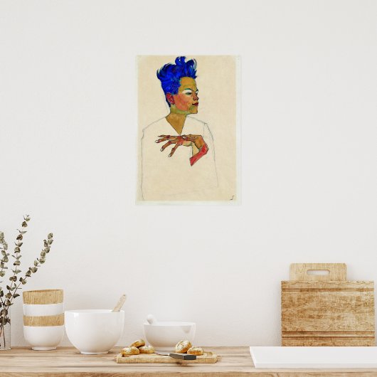Poster Egon Schiele Autoportrait (Cuisine)